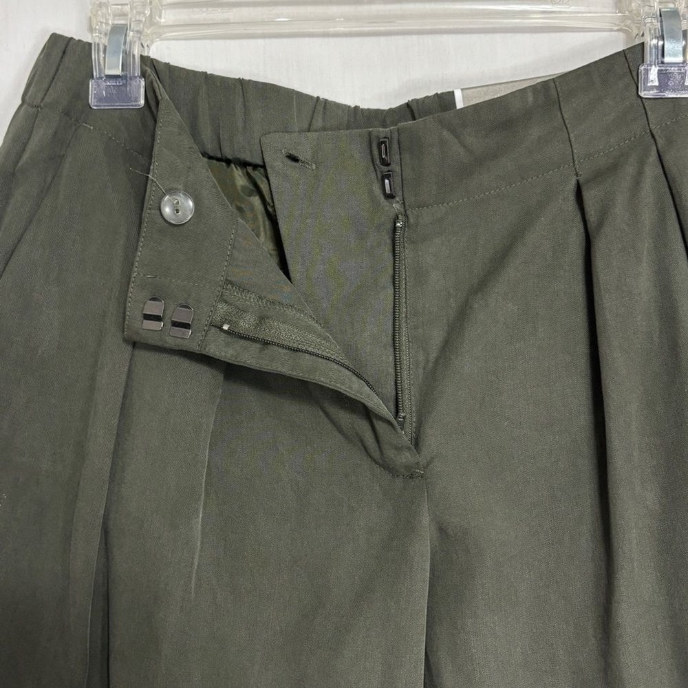 Chico's Ultimate Fit Pleated Skimmer Trousers Womens 2 Green Slimming Cropped - Picture 2 of 9